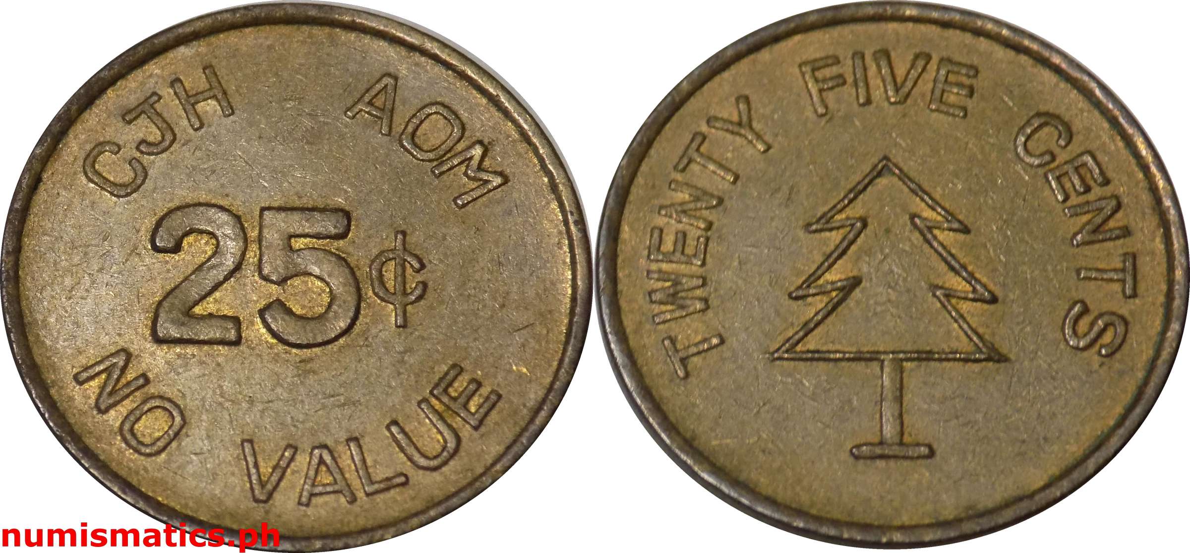 Late 1940's 25 Centavos CJH AOM Military Token