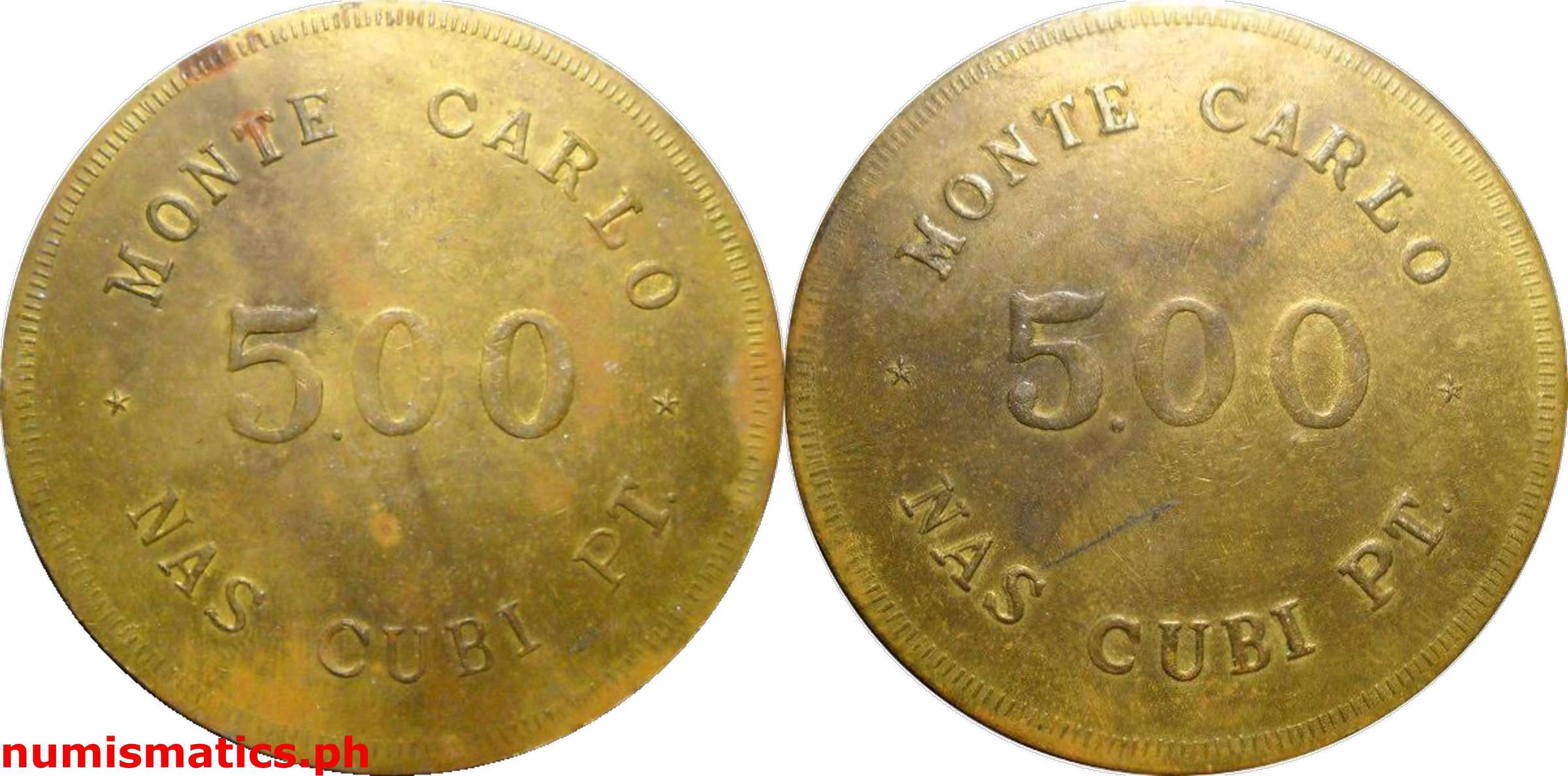 5 Pesos Mid 1950’s Monte Carlo NAS Cubi Pt. Military Token