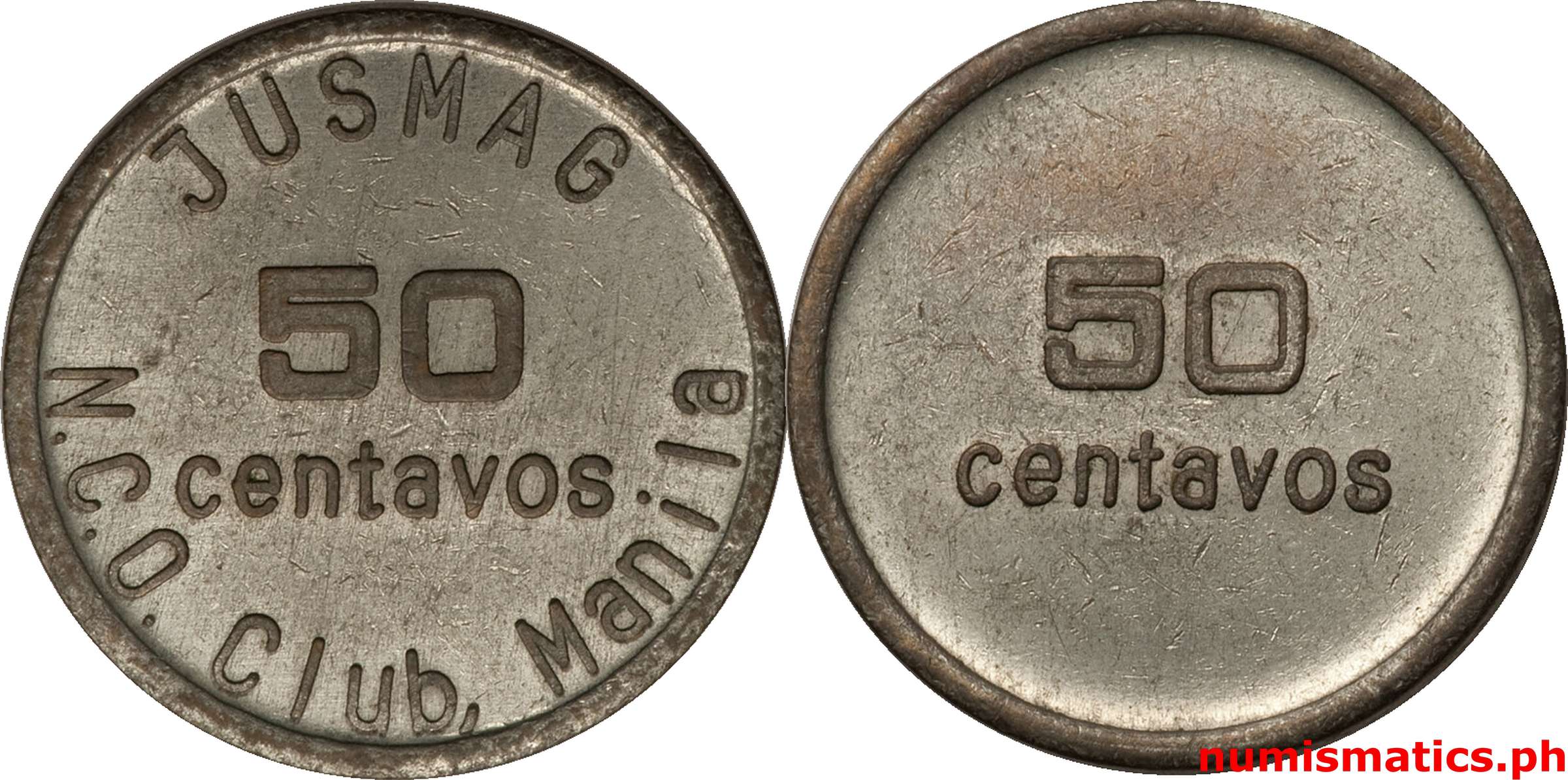 50 Centavos Early 1950’s JUSMAG NCO Club Manila