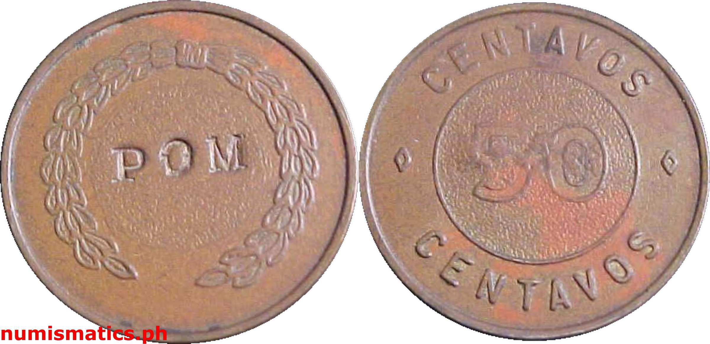 Early 1940’s 50 Centavos POM Token