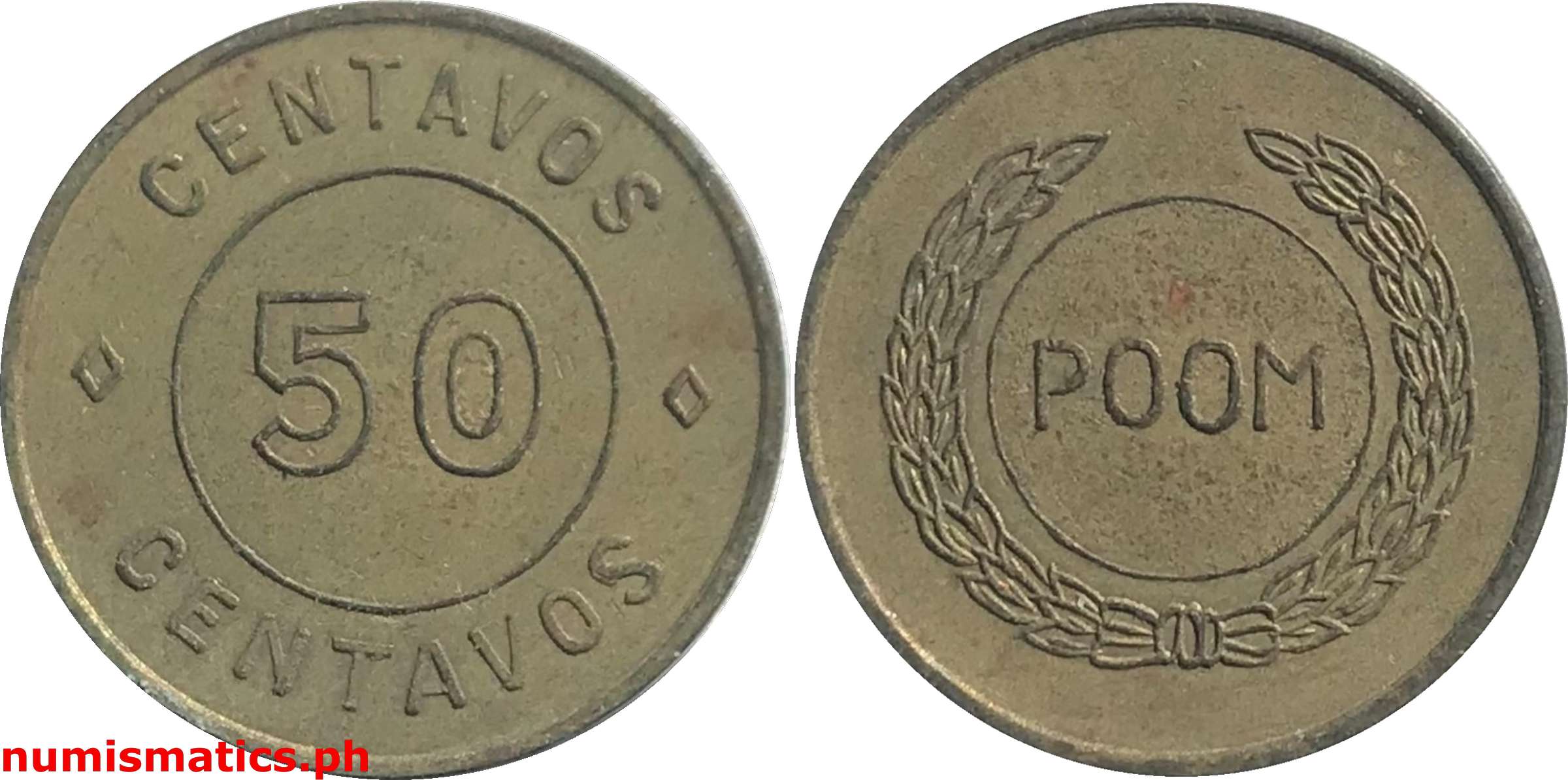 Early 1940’s 50 Centavos POOM Token