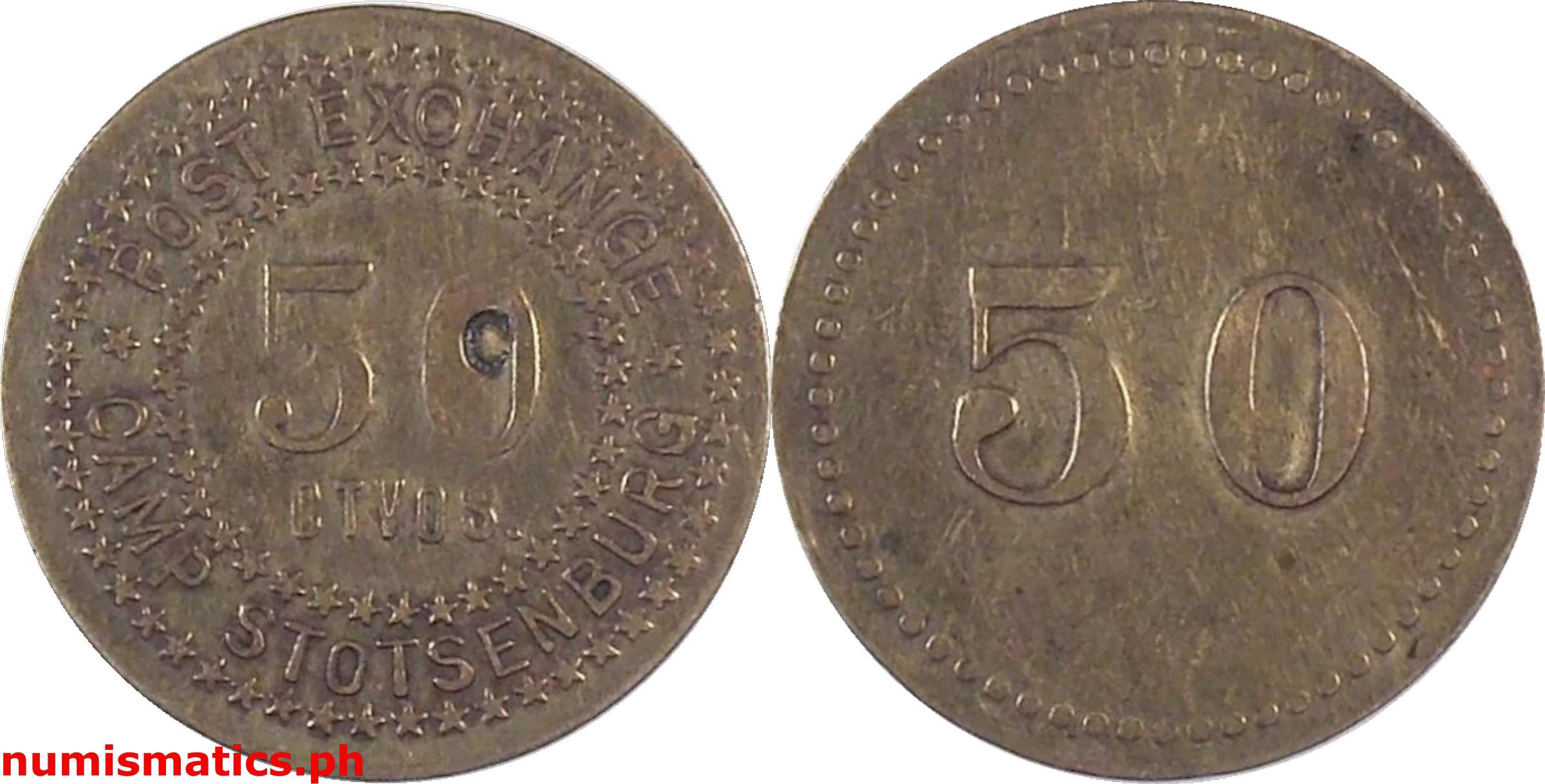 1930's 50 Centavos C Camp Stotsenburg Post Exchange Military Token