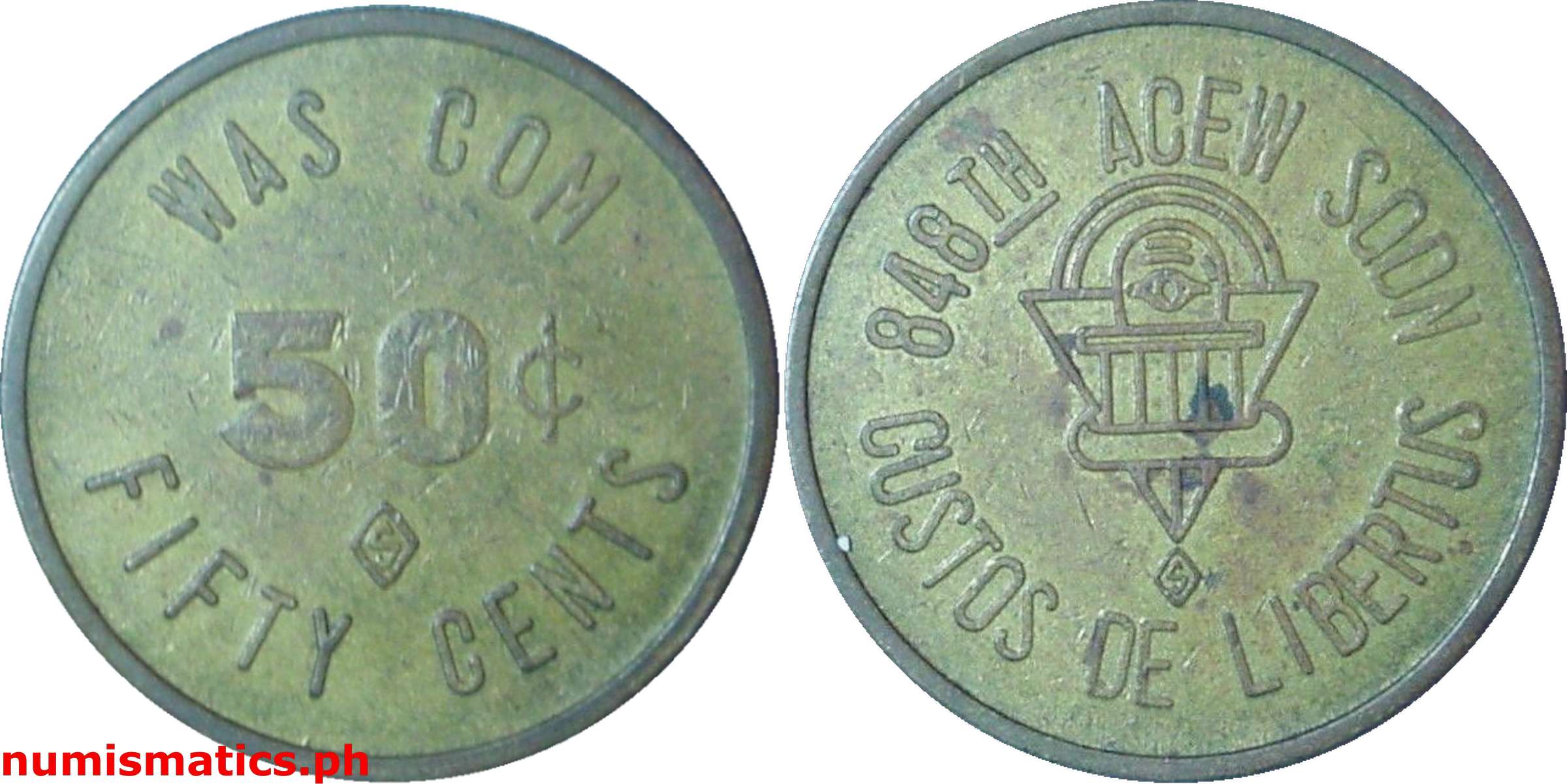 50 Centavos Late 1950's WAS COM Token Military Token