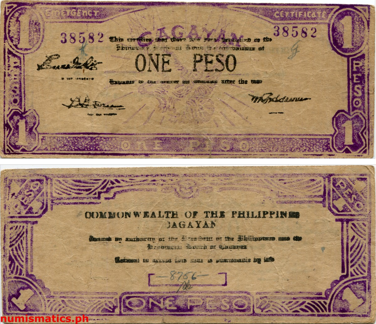 1 Peso Third Issue Second Printing Cagayan Emergency Note